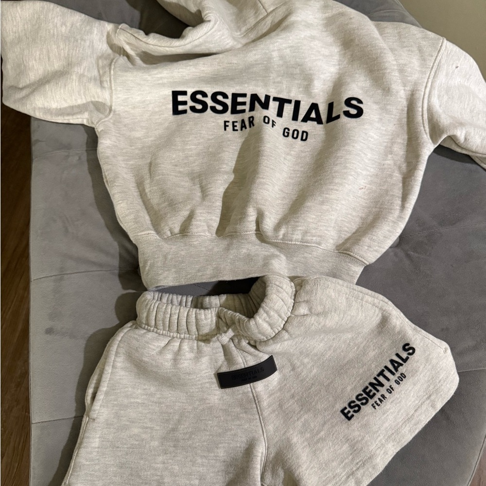 Essentials Gray Sweatpants Relaxed Fit Cotton-Blend
